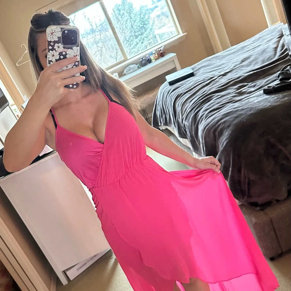bebe Vibrant Pink High Low Dress - Picture 12 of 14